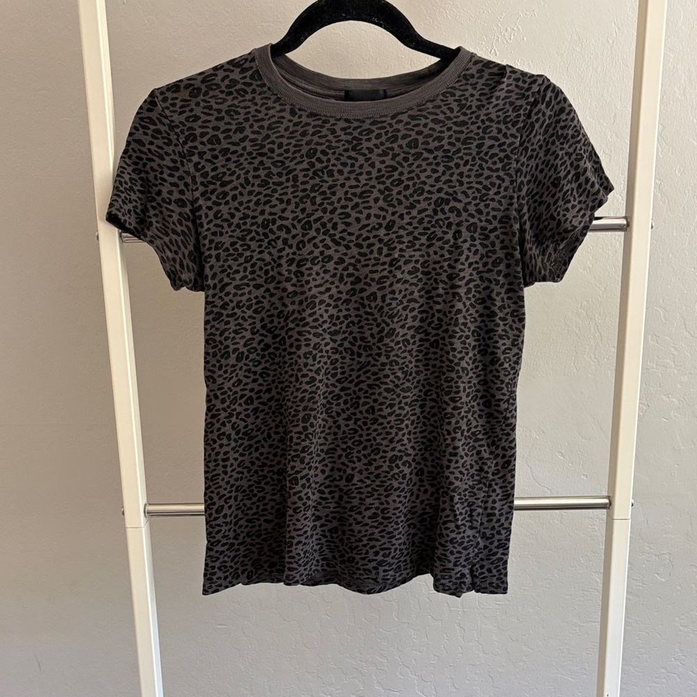ATM Anthony Thomas Melillo Black Leopard Print Short Sleeve Tee